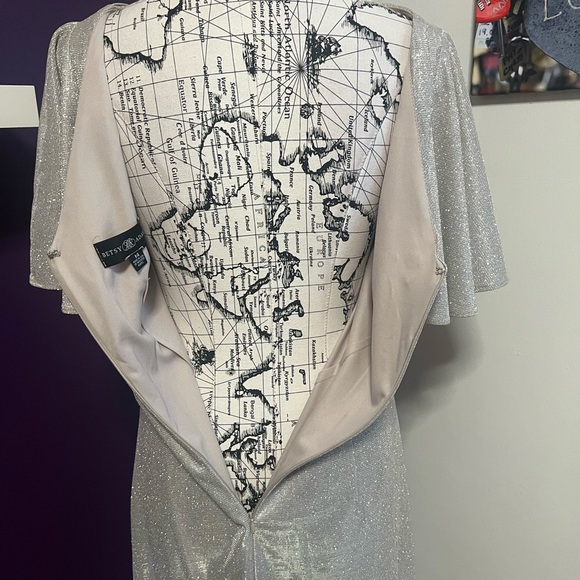 Betsy Adam Silver Shimmery Glittery Dress - Picture 8 of 10